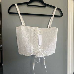 American Eagle Outfitters White Lace-Up Crop Top